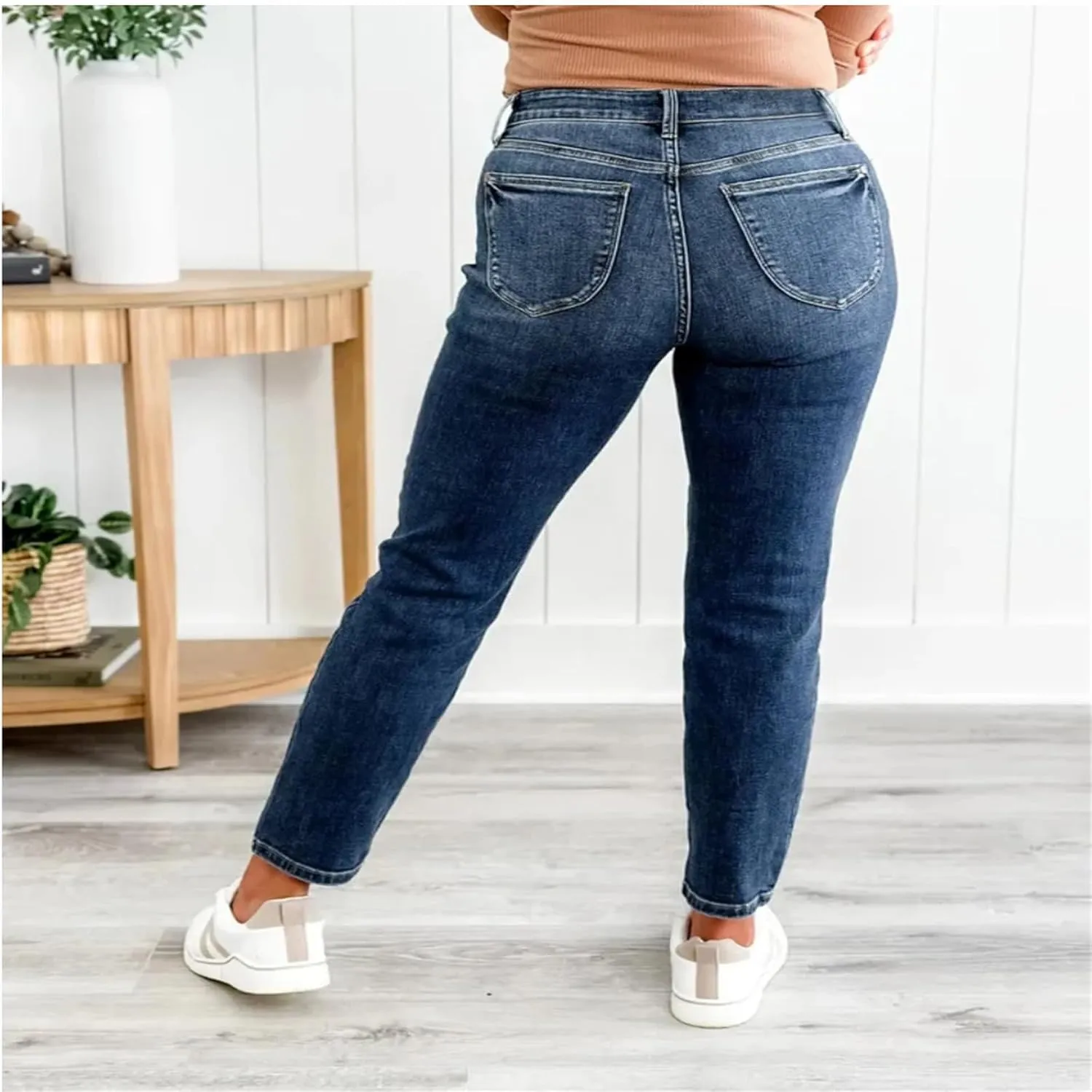 2025 Monroe Mid-Rise Vintage Wash Boyfriend Fit Jeans, Cigarette Pants for Women, Distressed Skinny Jeans for Women