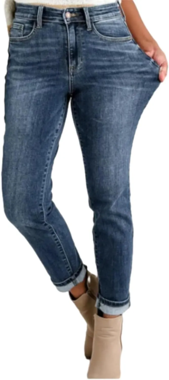 2025 Monroe Mid-Rise Vintage Wash Boyfriend Fit Jeans, Cigarette Pants for Women, Distressed Skinny Jeans for Women