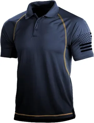 4th of July Patriotic Polo Shirts for Men Moisture Wicking Short Sleeve American Flag Sport Golf Tennis Work T-Shirts