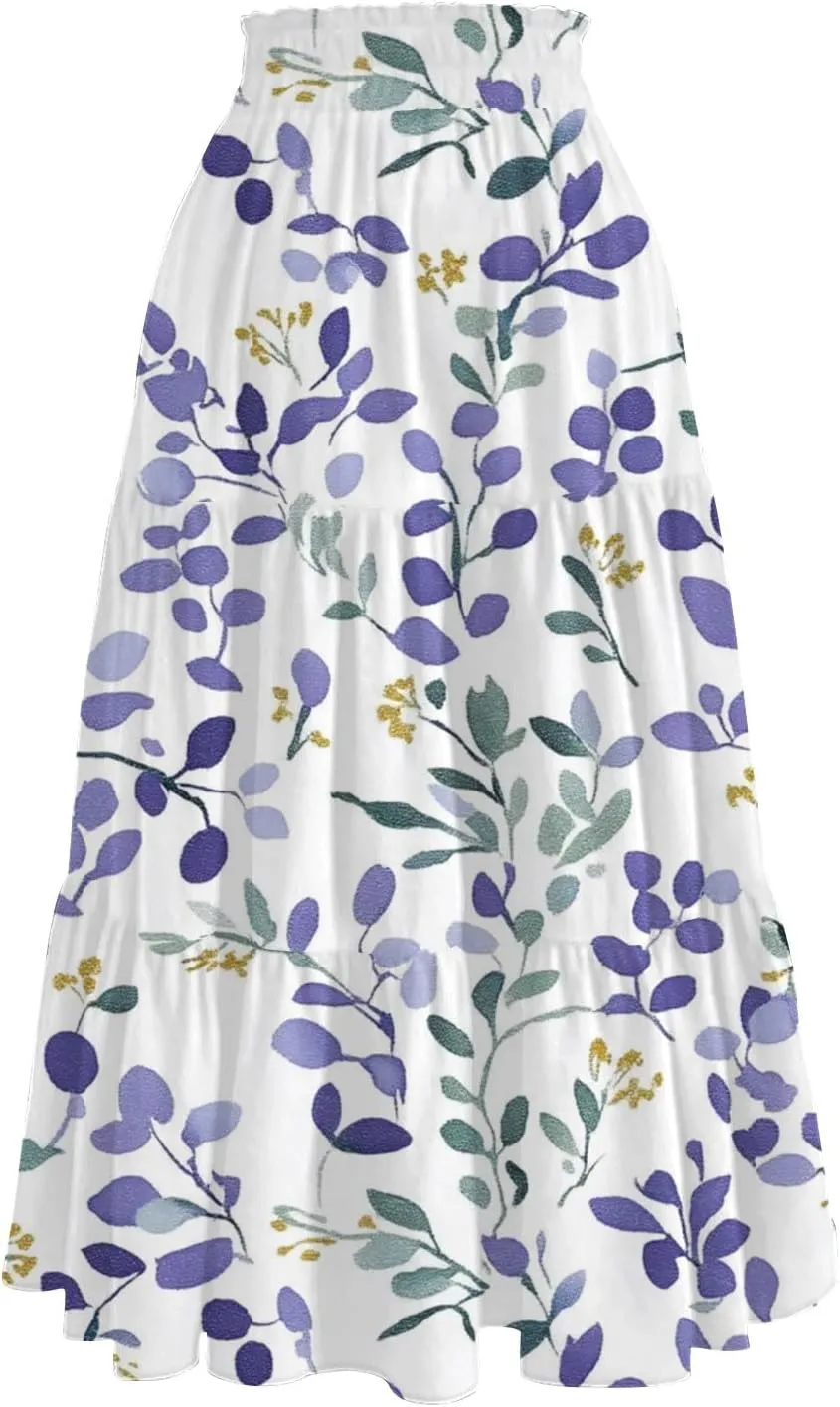 ADHOWBEW Boho Skirts for Women Summer High Waist Bohemian Trendy Flowy Cotton Casual Sexy Skirts