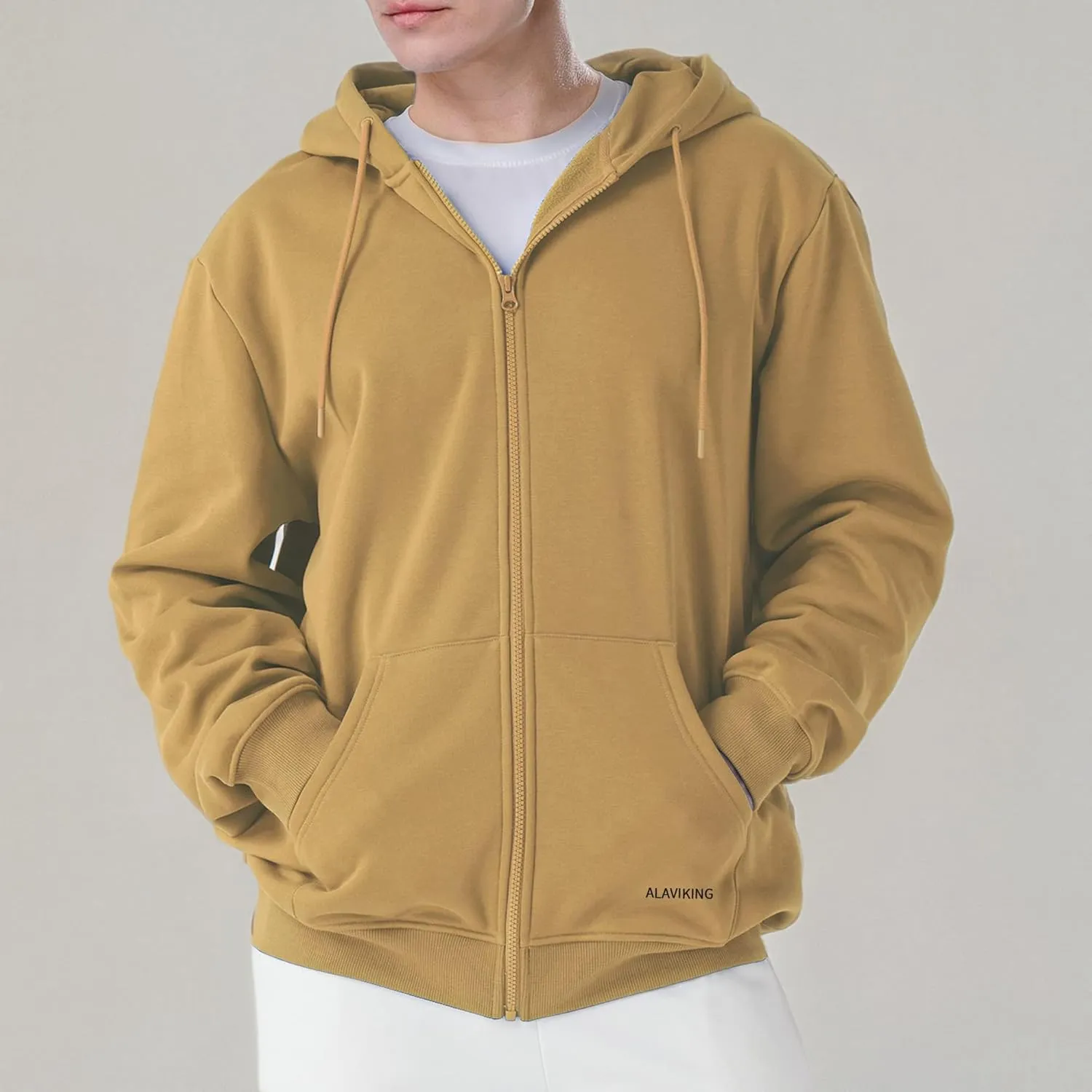 ALAVIKING Mens Zip up Hoodie Antistatic Fabric Hooded Sweatshirt with Pockets Athletic Fleece Hoodies for Men Size S-3XL