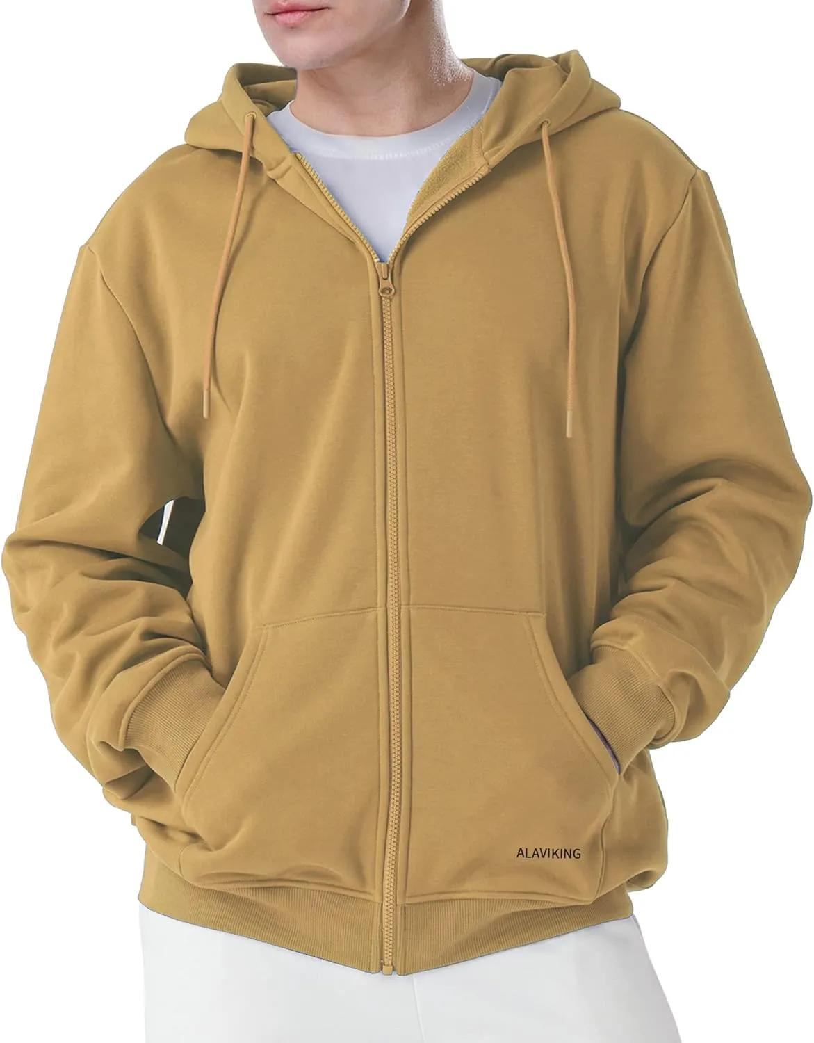 ALAVIKING Mens Zip up Hoodie Antistatic Fabric Hooded Sweatshirt with Pockets Athletic Fleece Hoodies for Men Size S-3XL