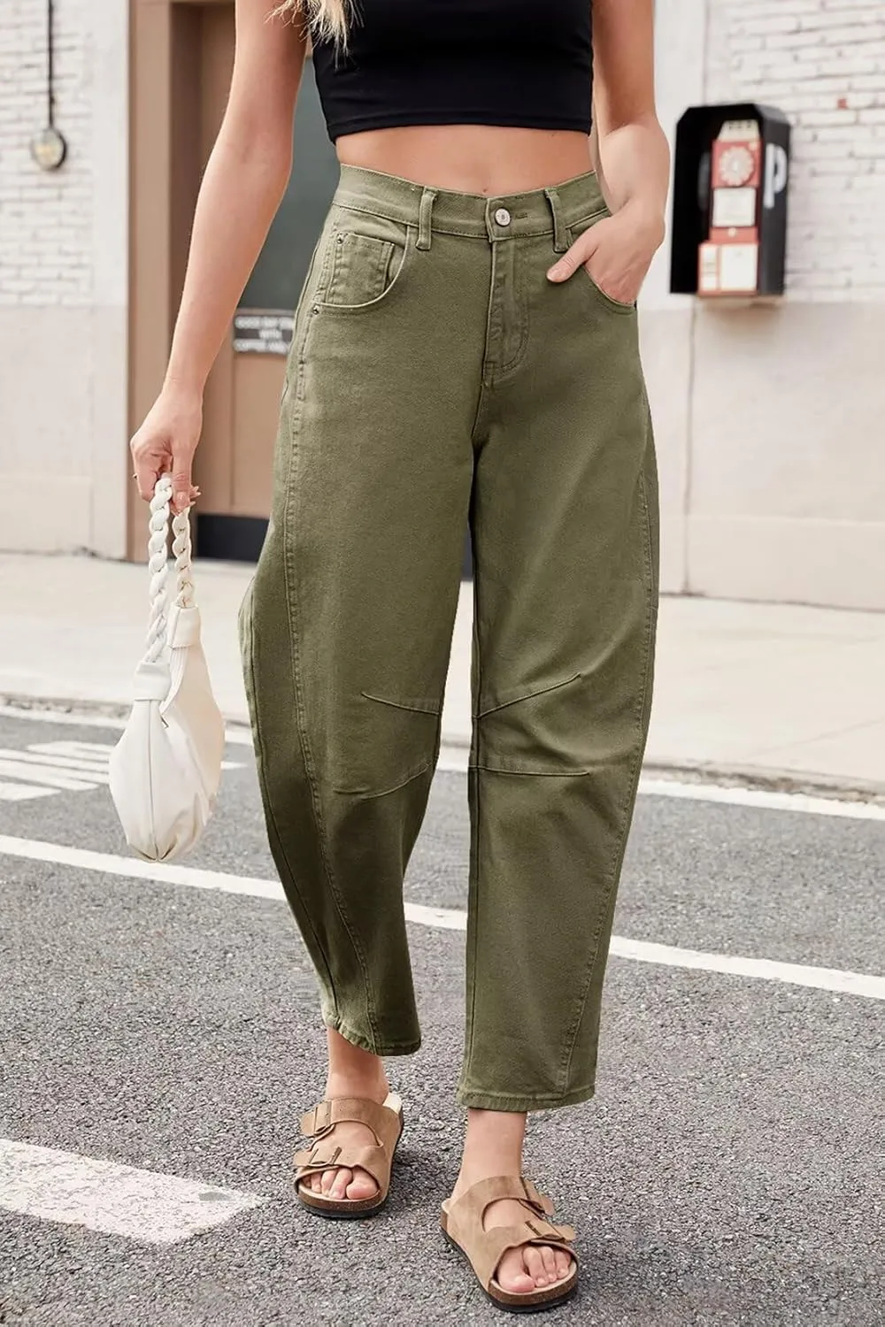 Allimy Womens Jeans Mid Rise Barrel Leg Vintage Jeans for Women Trendy 2025 Denim Pants Non Stretch