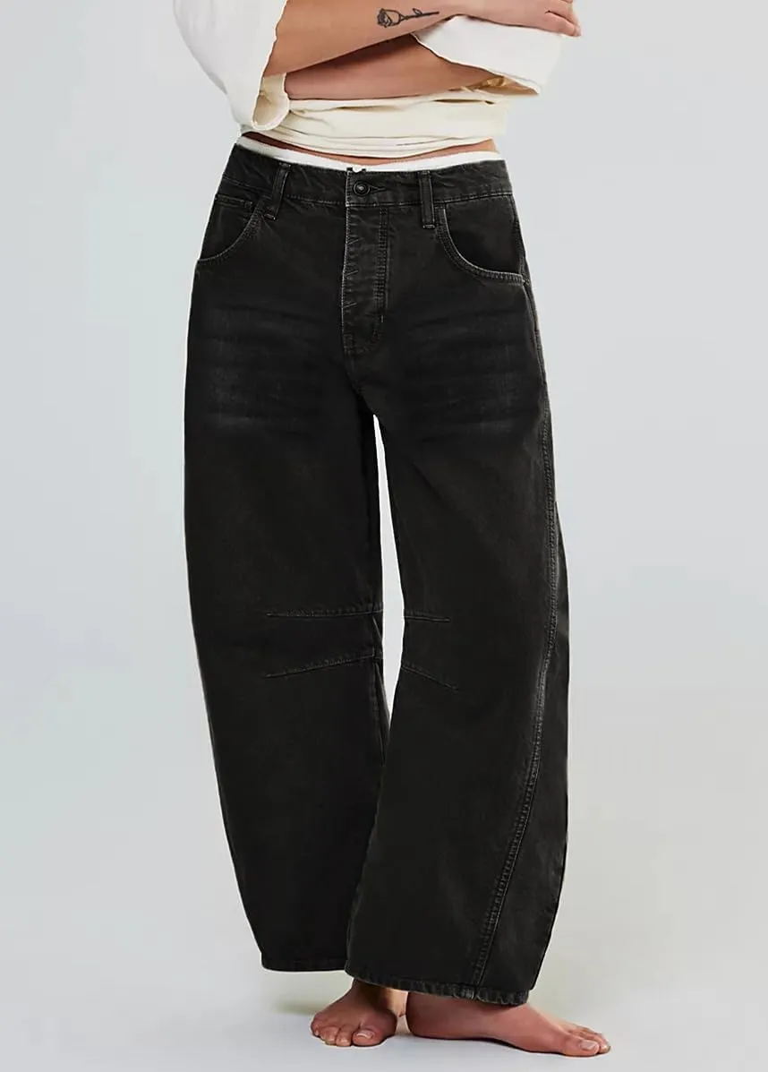 Allimy Womens Jeans Mid Rise Barrel Leg Vintage Jeans for Women Trendy 2025 Denim Pants Non Stretch