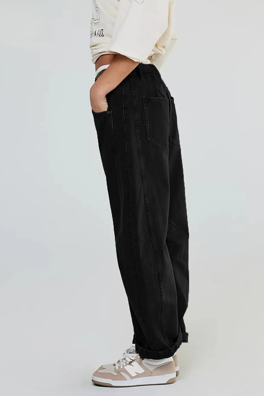 Allimy Womens Jeans Mid Rise Barrel Leg Vintage Jeans for Women Trendy 2025 Denim Pants Non Stretch