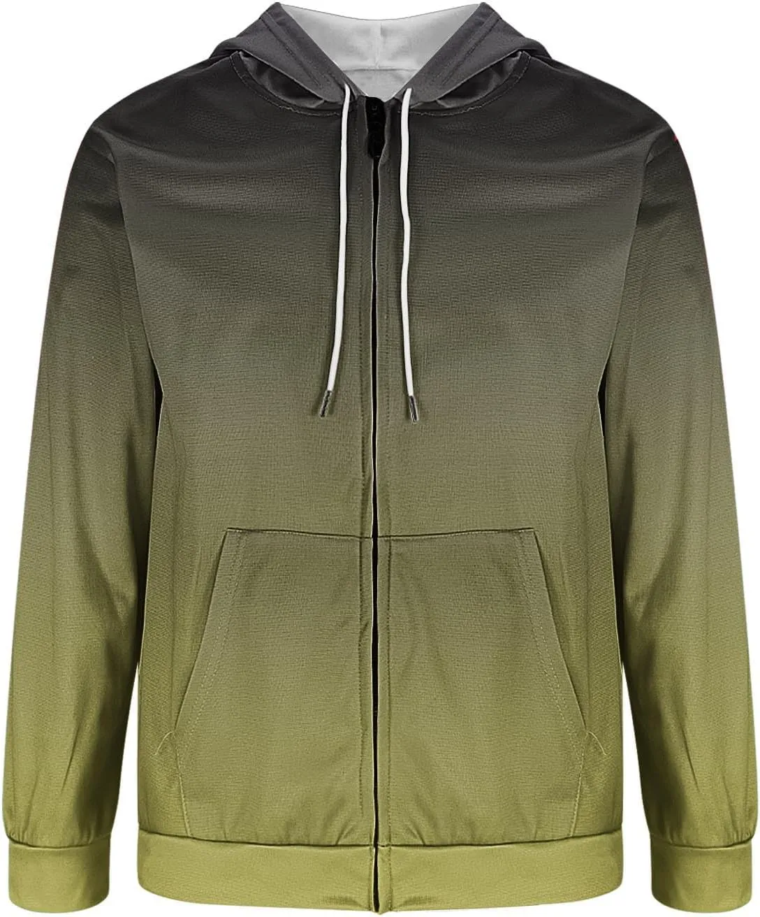 Aymnlox Mens Hoodies Basic Casual Gradient Color Long Sleeve Sweatshirts Regular Loose Full Zip Up Hoodie With Pockets