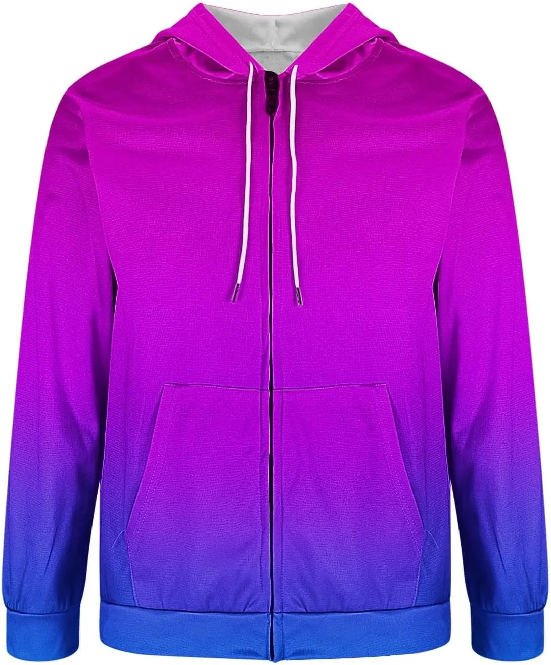 Aymnlox Mens Hoodies Basic Casual Gradient Color Long Sleeve Sweatshirts Regular Loose Full Zip Up Hoodie With Pockets