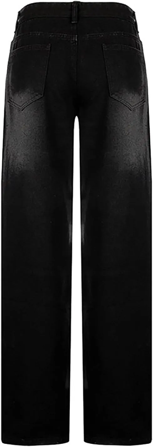 Baggy Jeans for Women,Women's Baggy Denim Pants High Waisted Y2K Wide Leg Hip Hop Boyfriend Jeans Streetwear Trousers