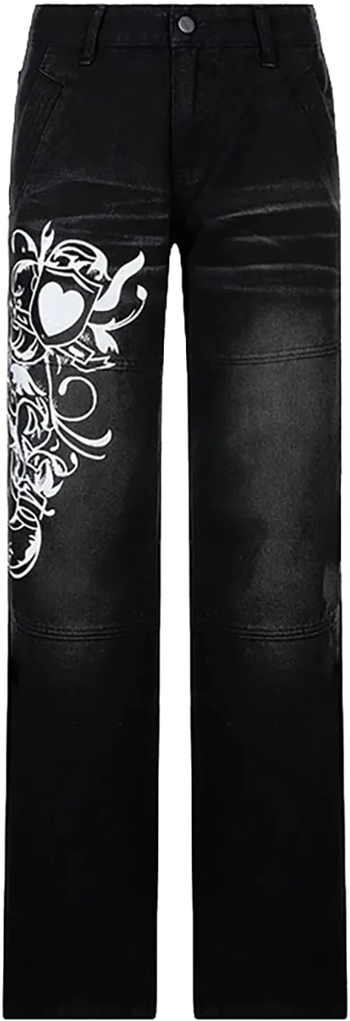 Baggy Jeans for Women,Women's Baggy Denim Pants High Waisted Y2K Wide Leg Hip Hop Boyfriend Jeans Streetwear Trousers