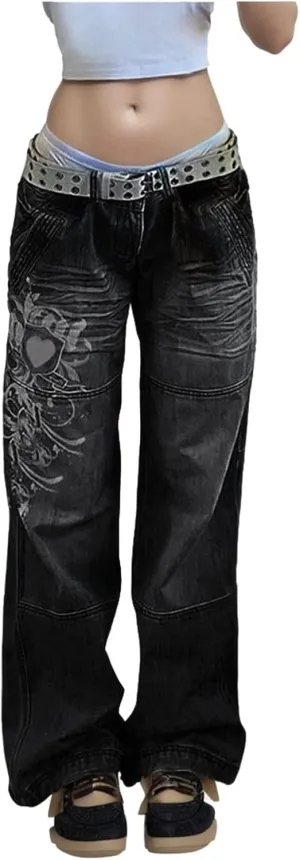 Baggy Jeans for Women,Women's Baggy Denim Pants High Waisted Y2K Wide Leg Hip Hop Boyfriend Jeans Streetwear Trousers