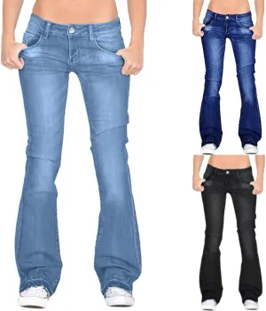 Bell Bottom Jeans for Women High Waisted Flare Jeans Skinny Girlfriend Jean Plus Size Wide Leg Denim Pants with Pockets