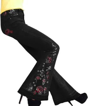 Black Flare Jeans, Women's Totally Shaping Curvy Strethy Bootcut Flare Denin Jeans