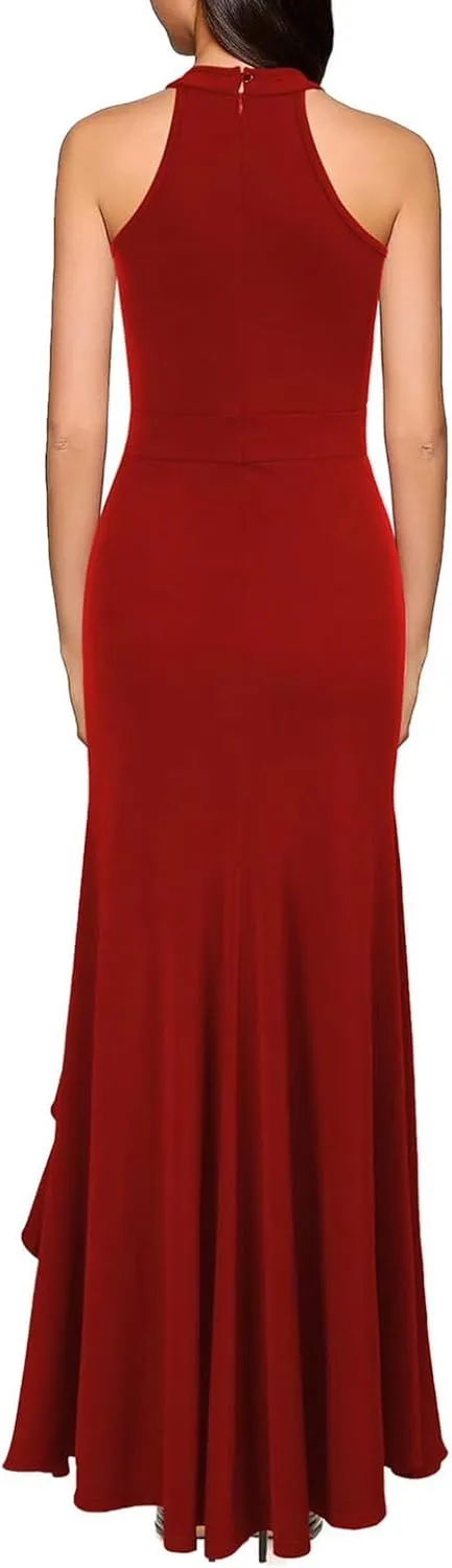 Bodycon Maxi Dress for Women Scoop Neck Sleeveless Sexy Dresses Elegant Split Mermaid Evening Cocktail Long Dress