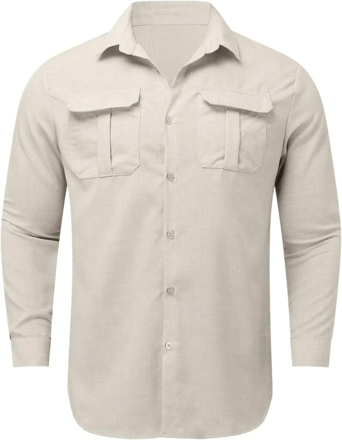 Cargo Shirts for Men Construction Work Shirts Button Up UV Long Sleeve Sun Protection Tactical Hiking Fishing Shirt
