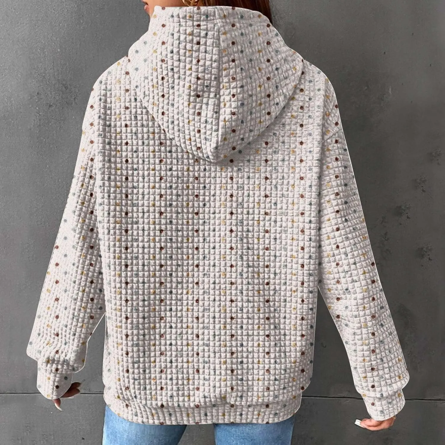 Ceboyel Women Waffle Knit Cute Hoodies Drawstring Pullover Sweatshirts Fashion Casual Sweaters Comfy Fall Clothes Outfits