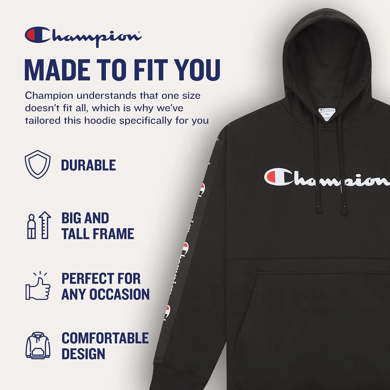 Champion Hoodies for Men – Big and Tall Men’s Fleece Hoodie, Graphic Pullover
