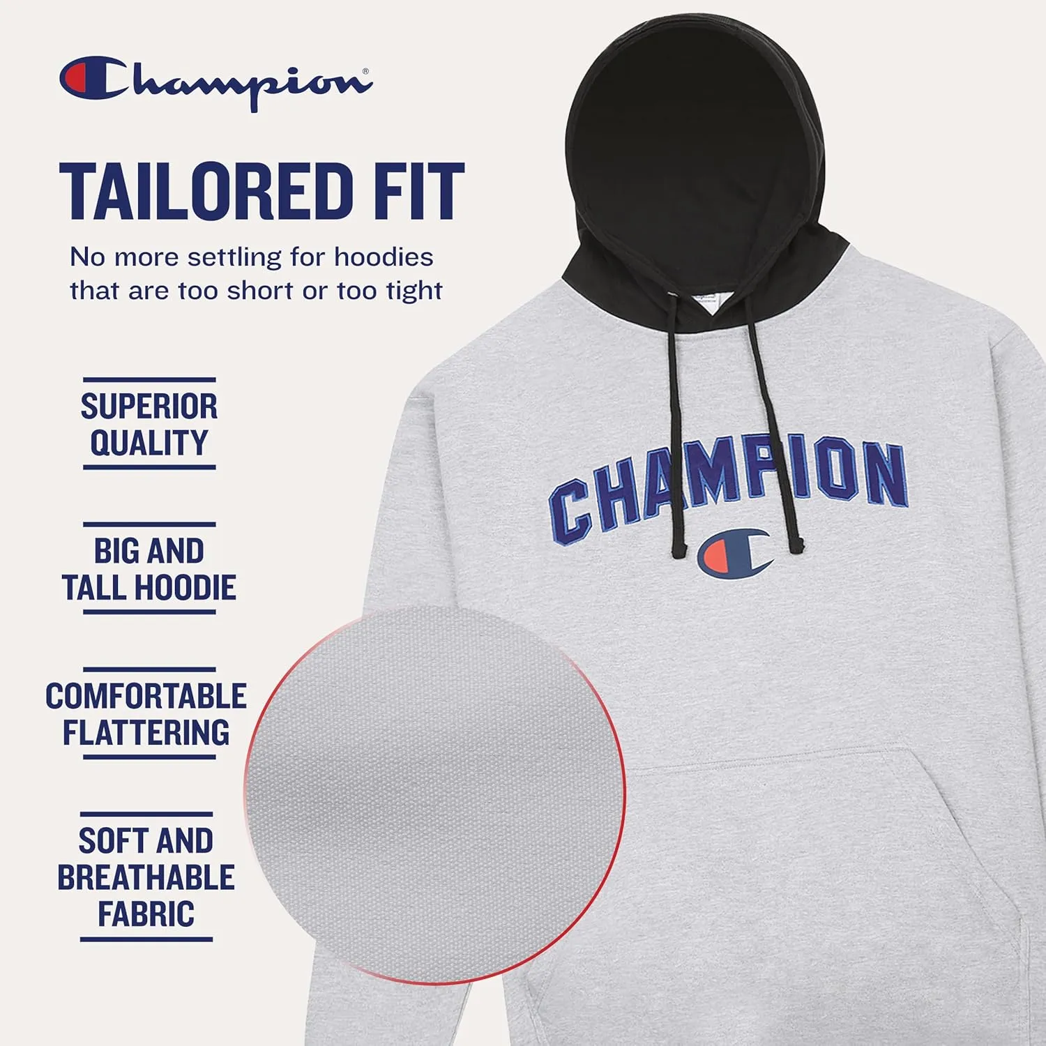 Champion Hoodies for Men – Big and Tall Men’s Fleece Hoodie, Graphic Pullover