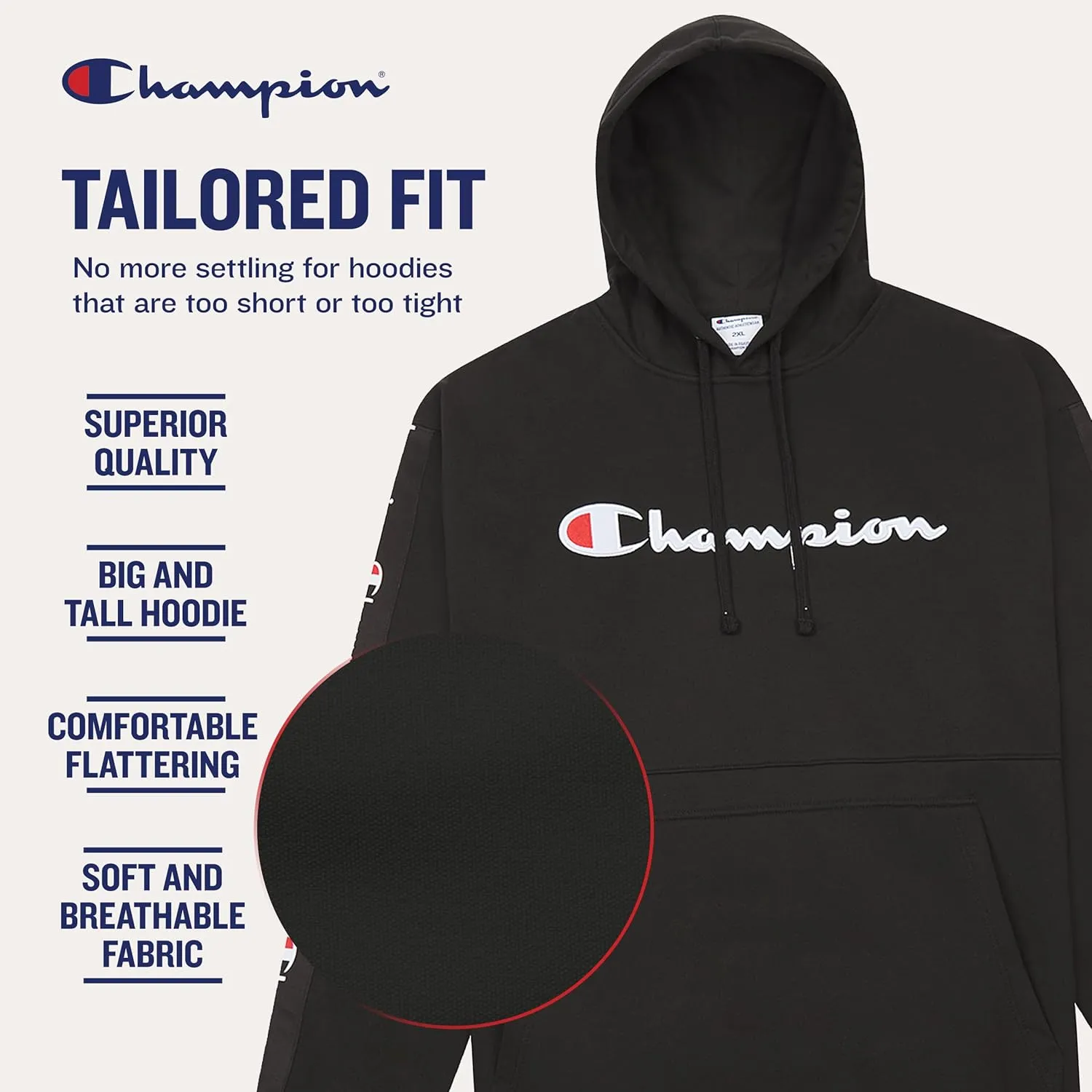 Champion Hoodies for Men – Big and Tall Men’s Fleece Hoodie, Graphic Pullover