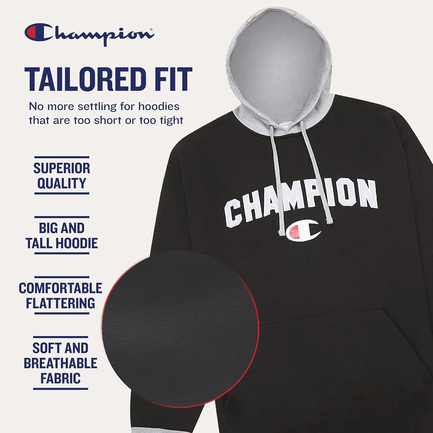 Champion Hoodies for Men – Big and Tall Men’s Fleece Hoodie, Graphic Pullover