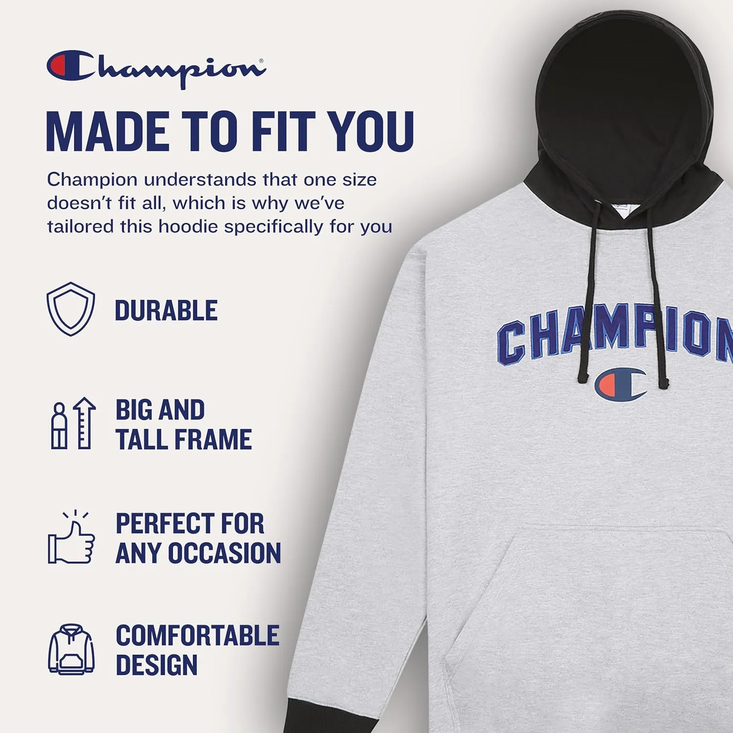 Champion Hoodies for Men – Big and Tall Men’s Fleece Hoodie, Graphic Pullover