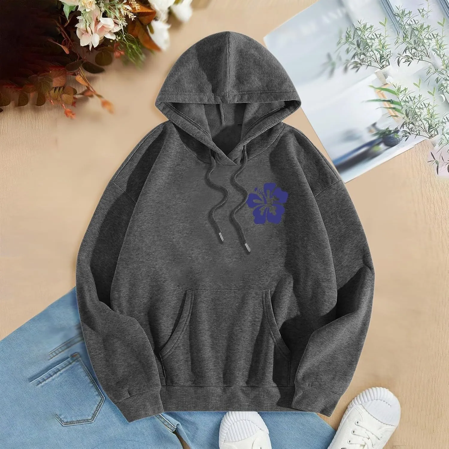 Christian Hoodies for Women Jesus Loves You Bible Verse Letter Graphic Oversized Y2K Hooded Long Sleeve Pockets Sweatshirts