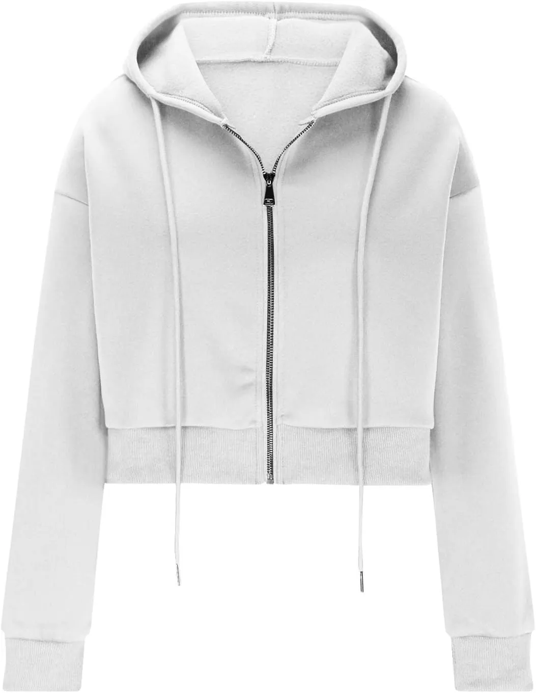 Cropped Hoodies for Women Zip Up Drawstring Hooded Short Sweatshirts Teen Girls Y2K Fashion Track Jackets