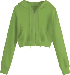 Cropped Zip Up Hoodie Women Basic Lightweight Pullover Hoodies Teen Girls Crop Top Jackets 2024 Fall Clothes