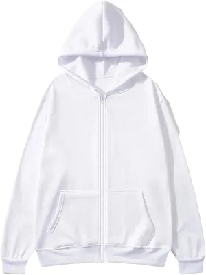 Ctreela Basic Hoodie Jacket for Women Men Full Zip Up T-Shirt Hoodie Solid Color Unisex Adult Teen Plain Hooded Jackets