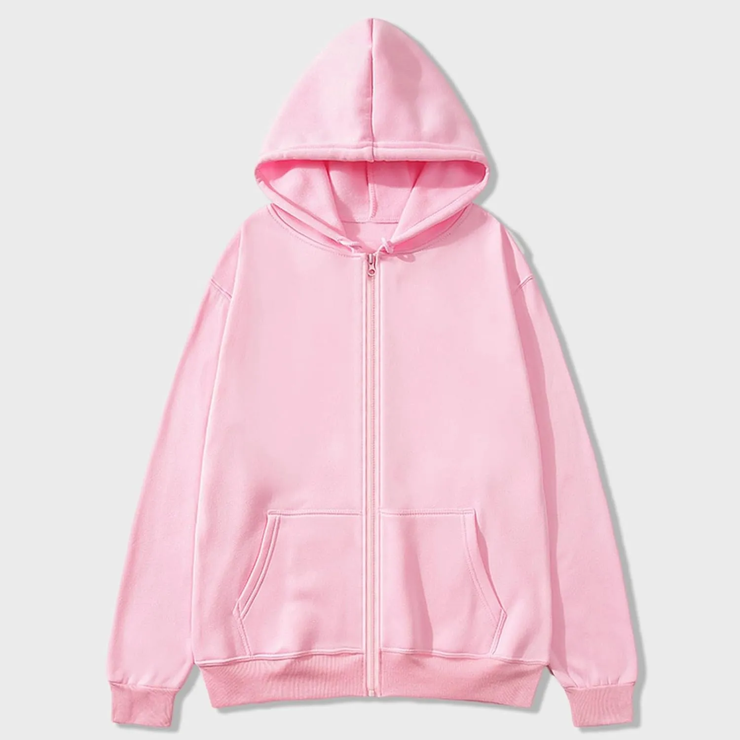Ctreela Basic Hoodie Jacket for Women Men Full Zip Up T-Shirt Hoodie Solid Color Unisex Adult Teen Plain Hooded Jackets