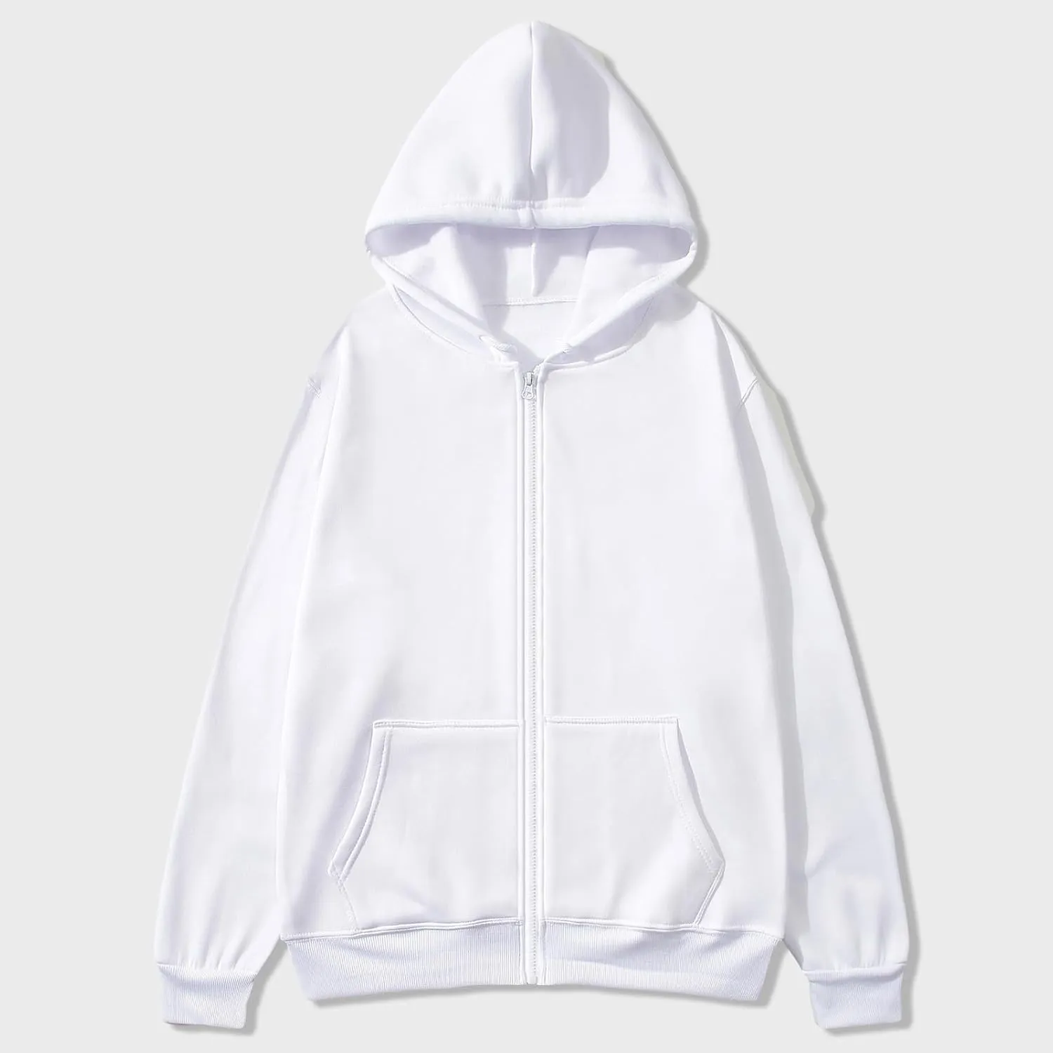 Ctreela Basic Hoodie Jacket for Women Men Full Zip Up T-Shirt Hoodie Solid Color Unisex Adult Teen Plain Hooded Jackets