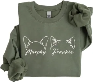 Custom Embroidered Cat Mom Sweatshirt, Cat Mom Gifts for Women, Cat Lover Gift for Christmas, Cat Owner Shirt