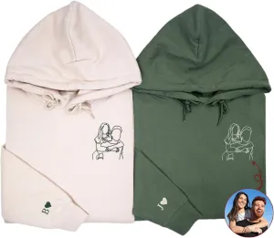 Custom Embroidered Couple Hoodies, Custom Hoodies Design Your Own, Hoodie Portrait from Photo, Custom Couple Sweatshirt, Christmas Valentines Day Customized Gifts for Boyfriend, Him, Girlfriend Gifts