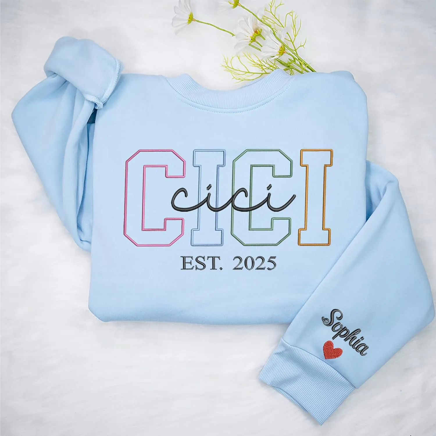 Custom Embroidered Grandma Sweatshirt, Embroidered Hoodies, Personalized Sweatshirt, Nana, Auntie, Mimi Gifts