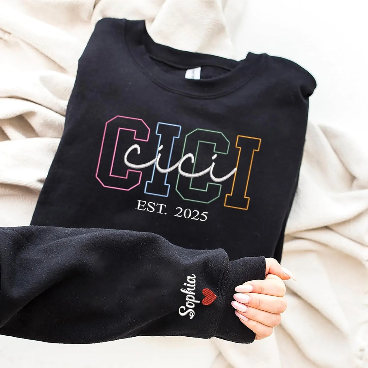 Custom Embroidered Grandma Sweatshirt, Embroidered Hoodies, Personalized Sweatshirt, Nana, Auntie, Mimi Gifts