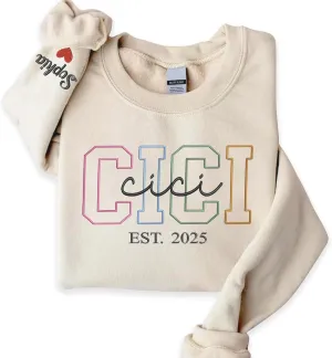 Custom Embroidered Grandma Sweatshirt, Embroidered Hoodies, Personalized Sweatshirt, Nana, Auntie, Mimi Gifts