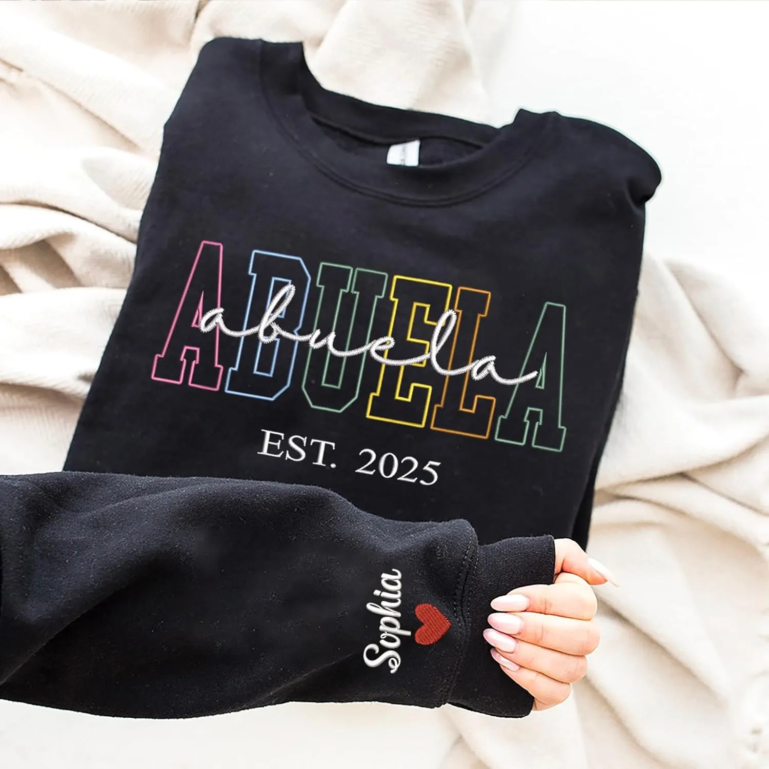Custom Embroidered Grandma Sweatshirt, Embroidered Hoodies, Personalized Sweatshirt, Nana, Auntie, Mimi Gifts