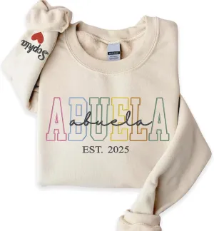 Custom Embroidered Grandma Sweatshirt, Embroidered Hoodies, Personalized Sweatshirt, Nana, Auntie, Mimi Gifts