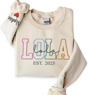 Custom Embroidered Grandma Sweatshirt, Embroidered Hoodies, Personalized Sweatshirt, Nana, Auntie, Mimi Gifts