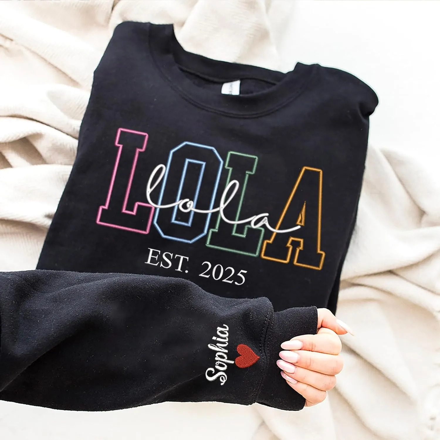 Custom Embroidered Grandma Sweatshirt, Embroidered Hoodies, Personalized Sweatshirt, Nana, Auntie, Mimi Gifts