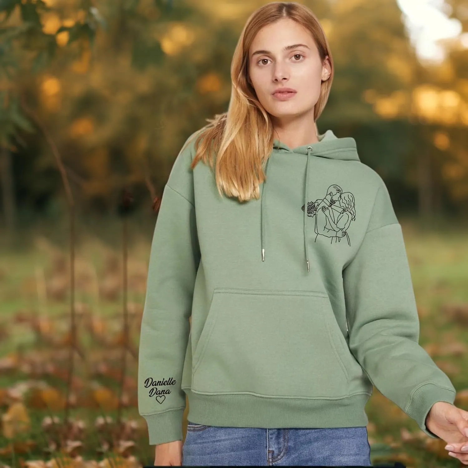Custom Embroidered Hoodies, Design Your Own Hoodie, Customizable Unisex Hoodie for Boyfirend Girlfriend, Initials on Sleeve