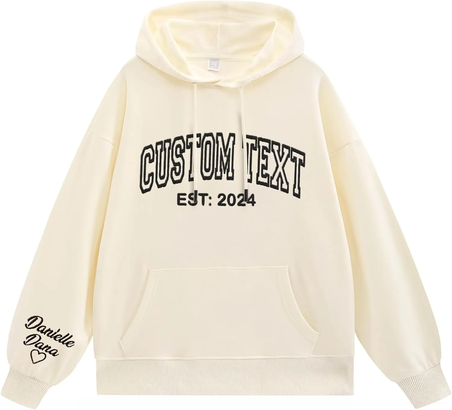 Custom Embroidered Hoodies, Design Your Own Hoodie, Customizable Unisex Hoodie for Boyfirend Girlfriend, Initials on Sleeve