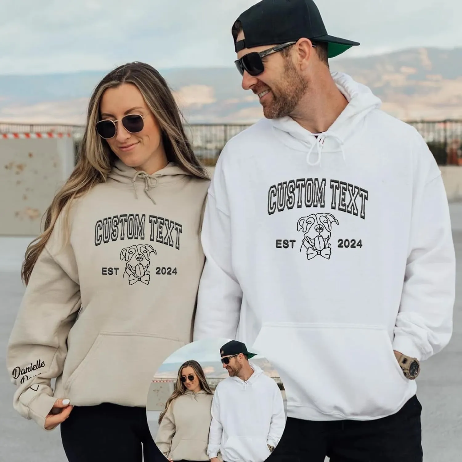 Custom Embroidered Hoodies, Design Your Own Hoodie, Customizable Unisex Hoodie for Boyfirend Girlfriend, Initials on Sleeve