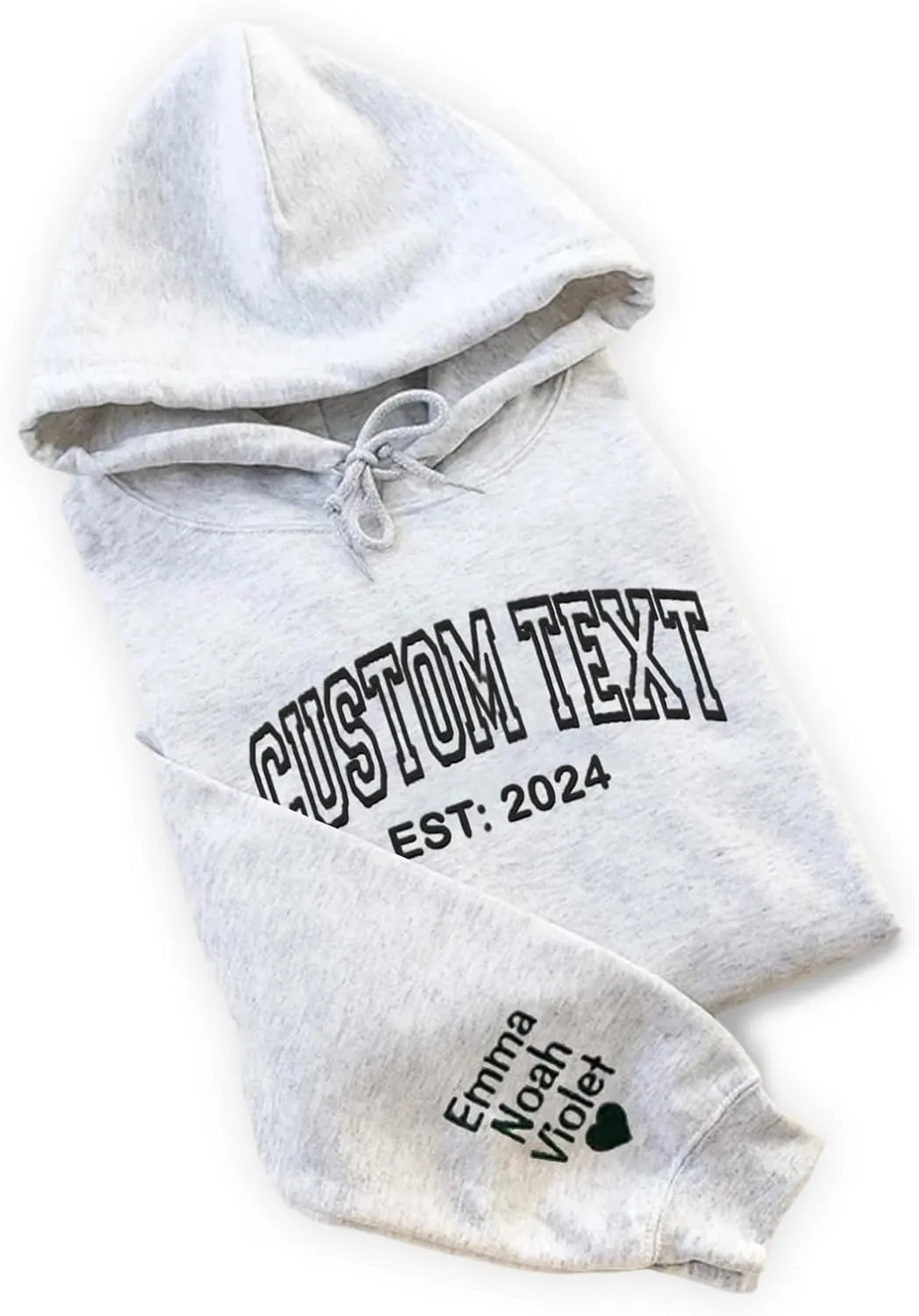 Custom Embroidered Hoodies, Design Your Own Hoodie, Customizable Unisex Hoodie for Boyfirend Girlfriend, Initials on Sleeve