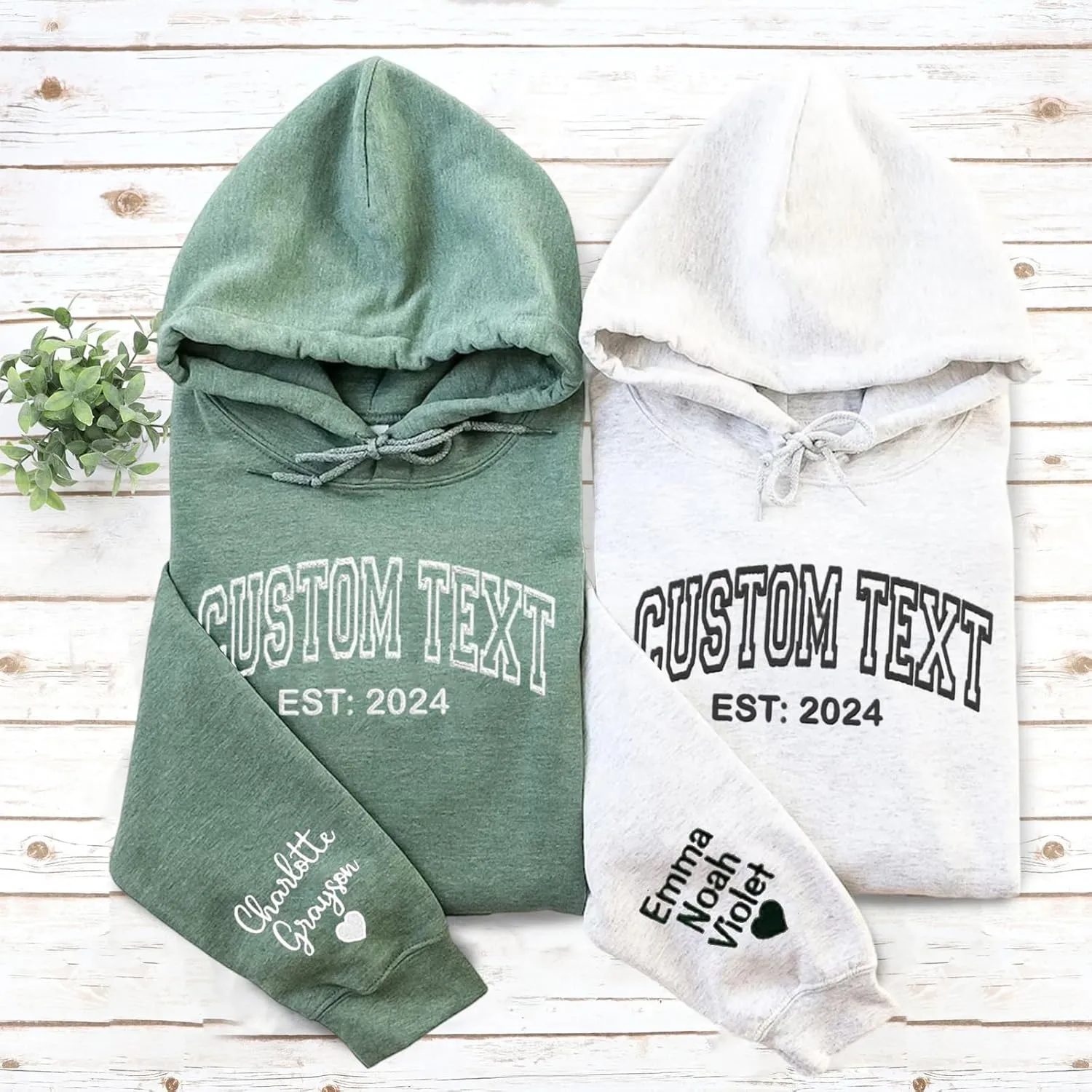 Custom Embroidered Hoodies, Design Your Own Hoodie, Customizable Unisex Hoodie for Boyfirend Girlfriend, Initials on Sleeve