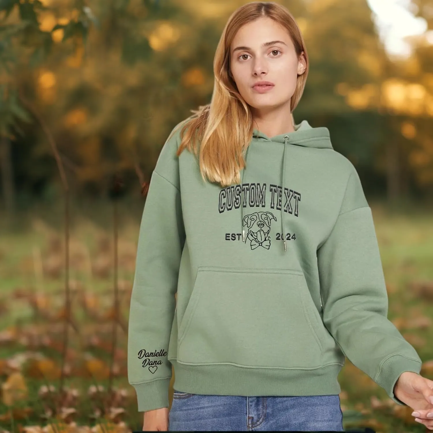 Custom Embroidered Hoodies, Design Your Own Hoodie, Customizable Unisex Hoodie for Boyfirend Girlfriend, Initials on Sleeve