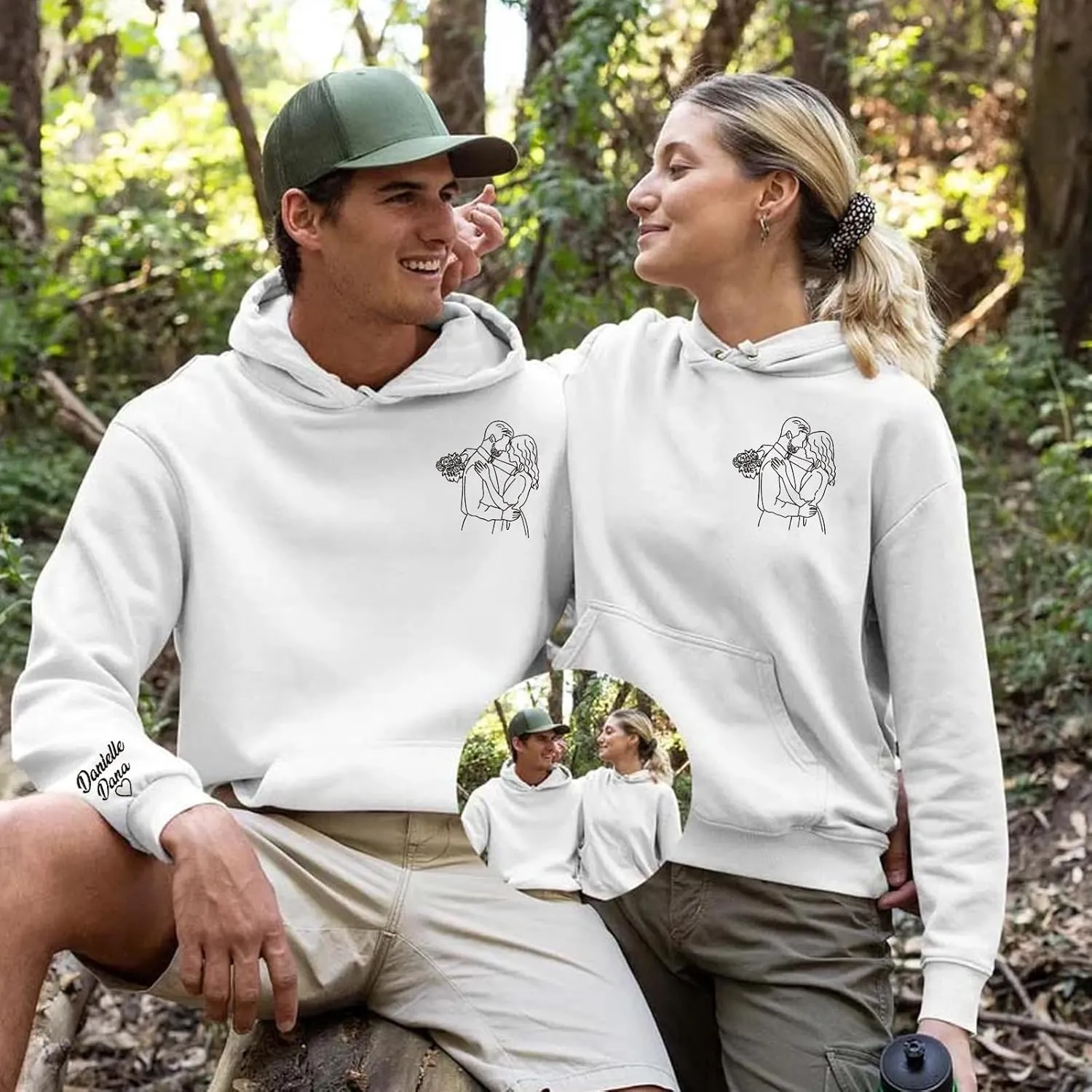 Custom Embroidered Hoodies, Design Your Own Hoodie, Customizable Unisex Hoodie for Boyfirend Girlfriend, Initials on Sleeve