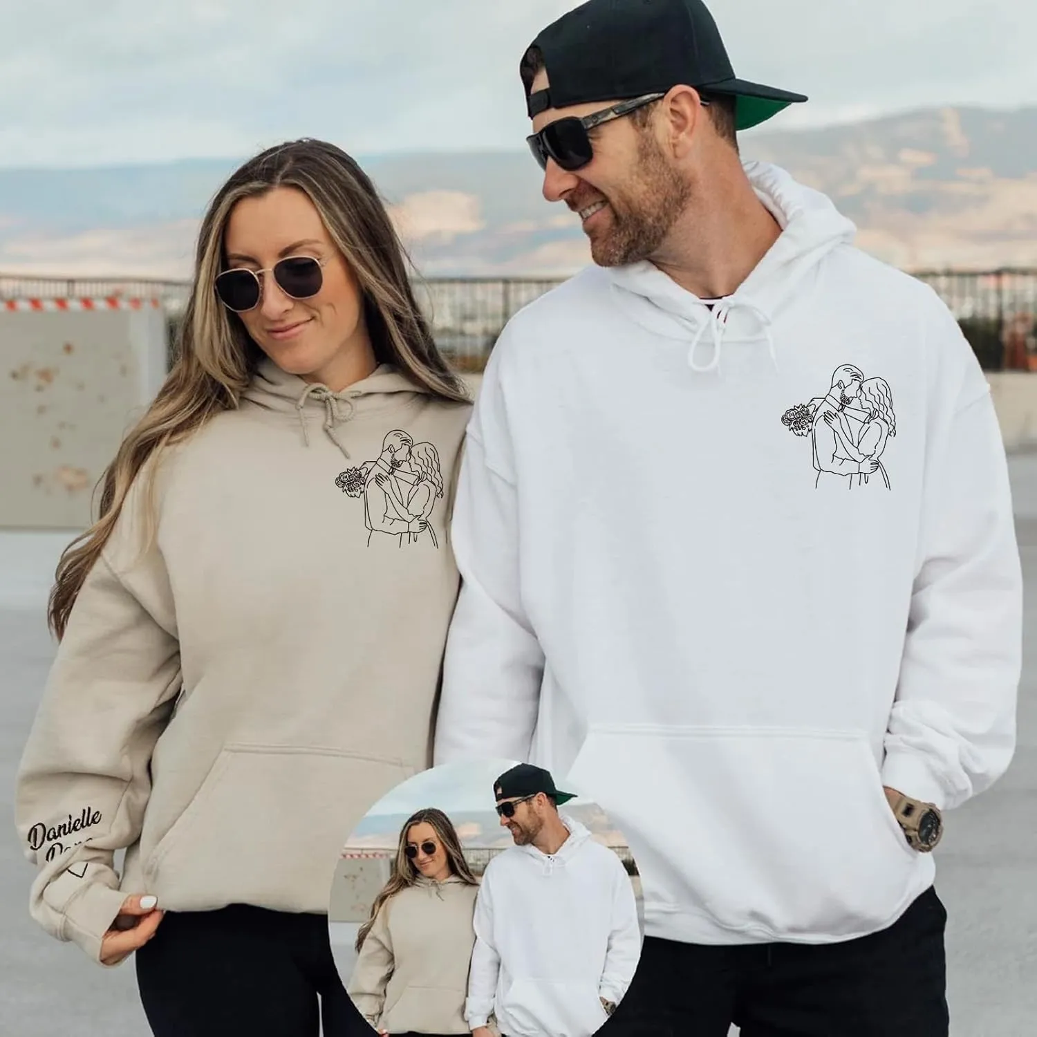 Custom Embroidered Hoodies, Design Your Own Hoodie, Customizable Unisex Hoodie for Boyfirend Girlfriend, Initials on Sleeve