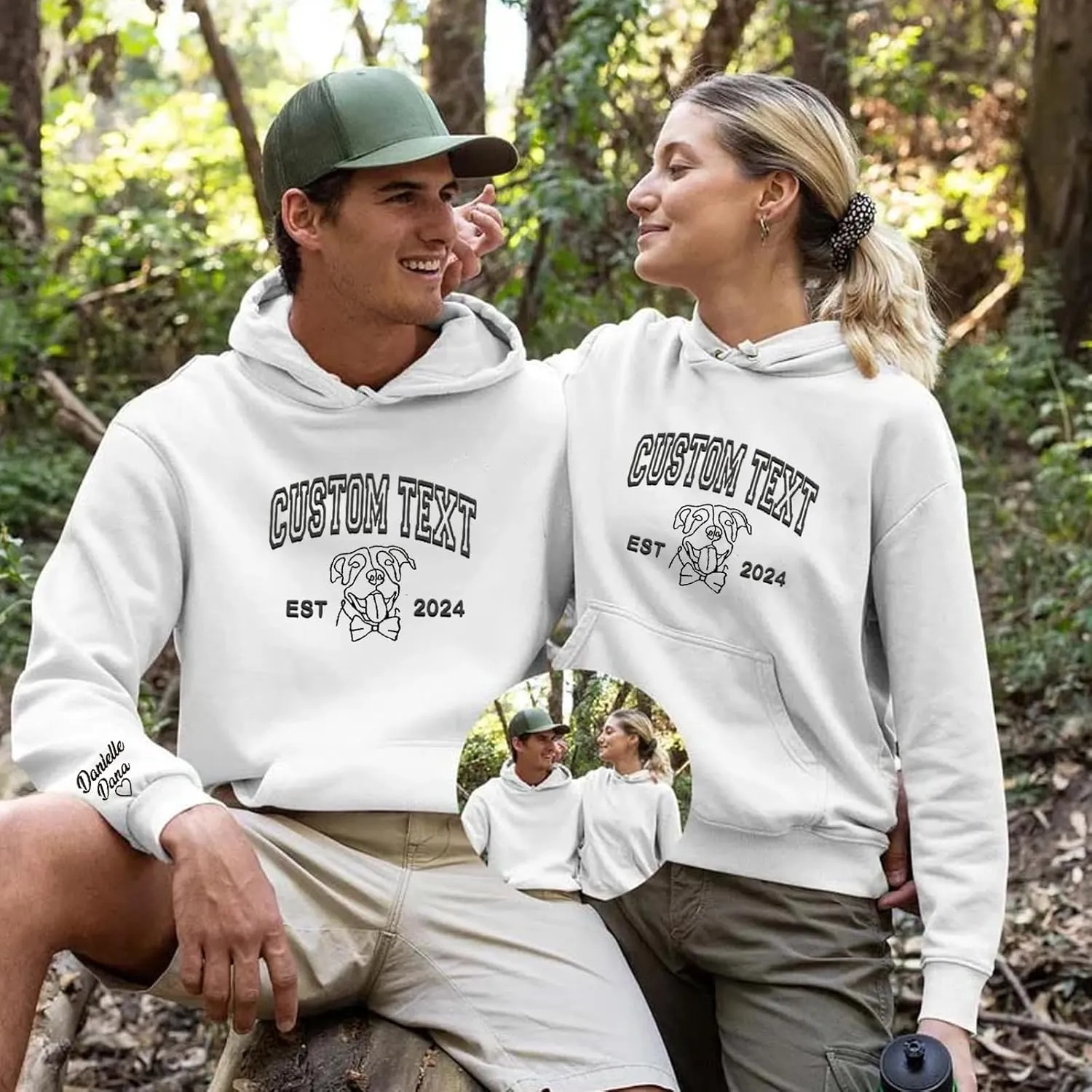Custom Embroidered Hoodies, Design Your Own Hoodie, Customizable Unisex Hoodie for Boyfirend Girlfriend, Initials on Sleeve