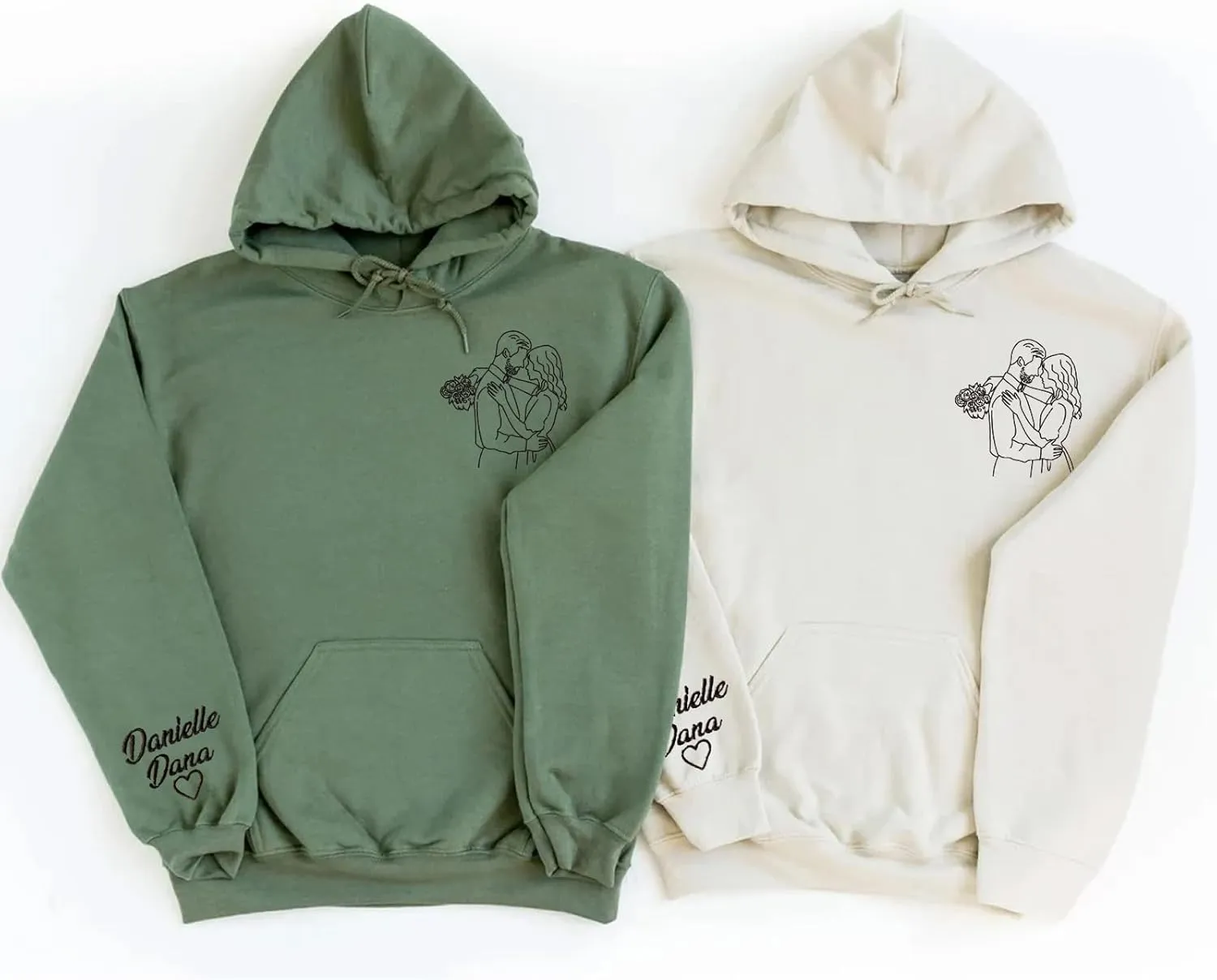 Custom Embroidered Hoodies, Design Your Own Hoodie, Customizable Unisex Hoodie for Boyfirend Girlfriend, Initials on Sleeve