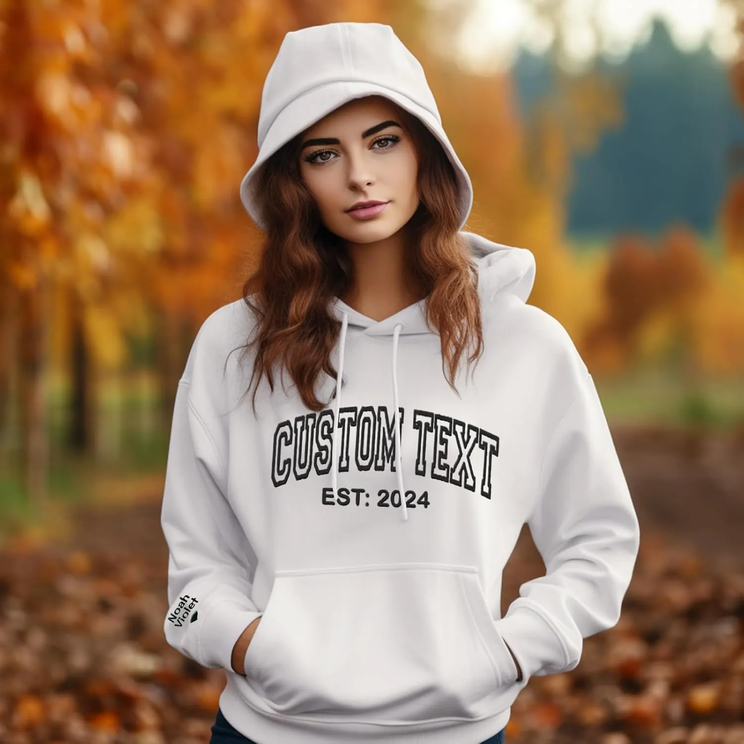 Custom Embroidered Hoodies, Design Your Own Hoodie, Customizable Unisex Hoodie for Boyfirend Girlfriend, Initials on Sleeve